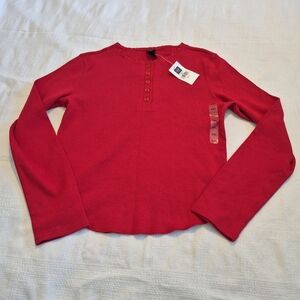 Gap girls XXL red long sleeve henly shirt NWT